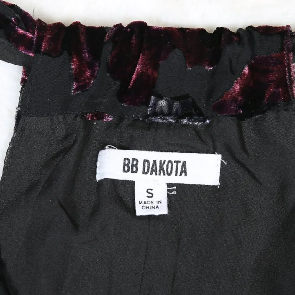 BB Dakota Kensie Black and Purple Velvet Burnout Floral Print Dress